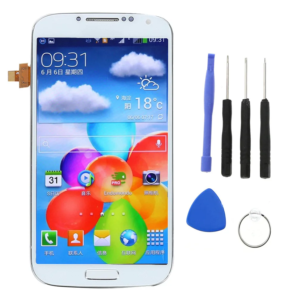 White with tools I9505 ЖК дисплей для SAMSUNG Galaxy S4 i9505 дисплей сенсорный экран дигитайзер i9505 экран для SAMSUNG s4 дисплей с рамкой кнопка домой - Цвет: White with tools