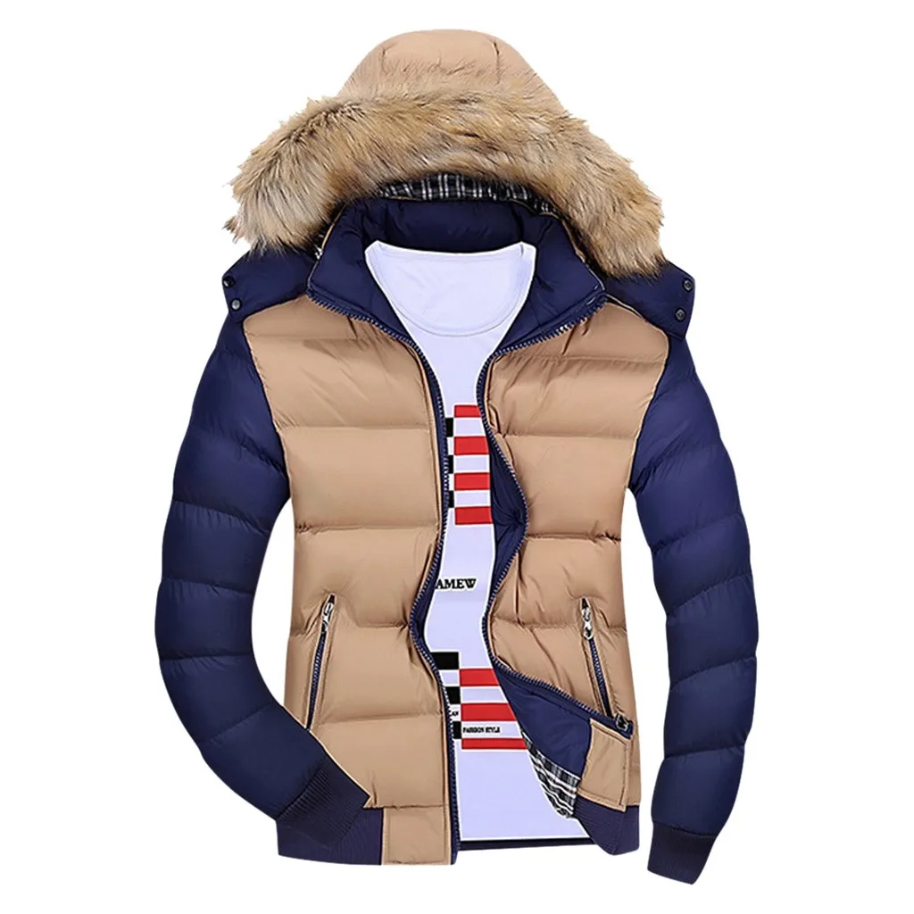 Зимняя мужская куртка, пуховик, хлопковое зимнее Стеганое пальто, Классическая парка, Мужская Утепленная куртка с меховым воротником, Мужская ветровка