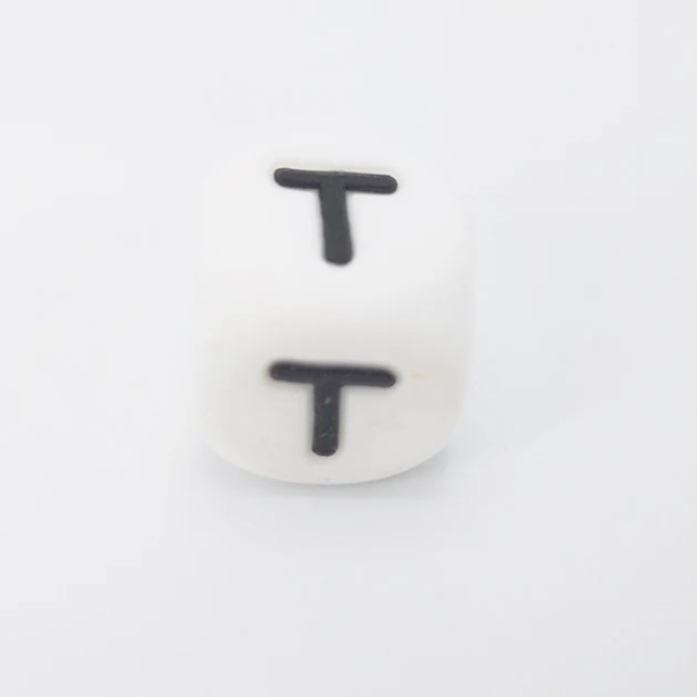 100pcs T 100 шт пустышки с цепочкой и буквенными бусинами, силиконовые бусины с русским алфавитом, без бисфенола, 12 мм, жевательная бусина для названия на соске, ожерелье с зажимом - Цвет: 100pcs T