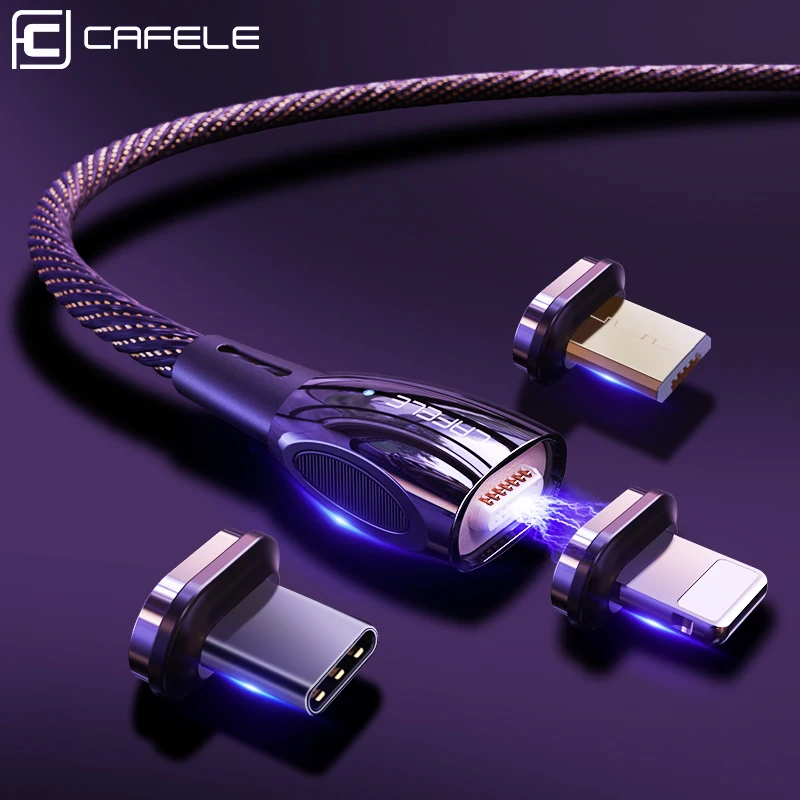 Магнитный USB кабель CAFELE QC 3 0 для iPhone X Xr Xs Max Xiaomi 9 8 Micro Type C зарядный провод магнитное