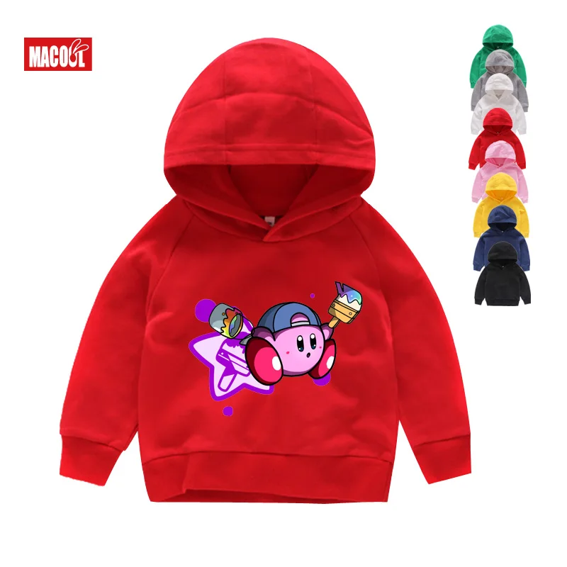 Kids Hoodies Милые толстовки с капюшоном для девочек с изображением Кирби; Детские свитшоты с героями игр; детская зимняя одежда черного цвета с капюшоном; толстовки - Цвет: Kids Hoodies