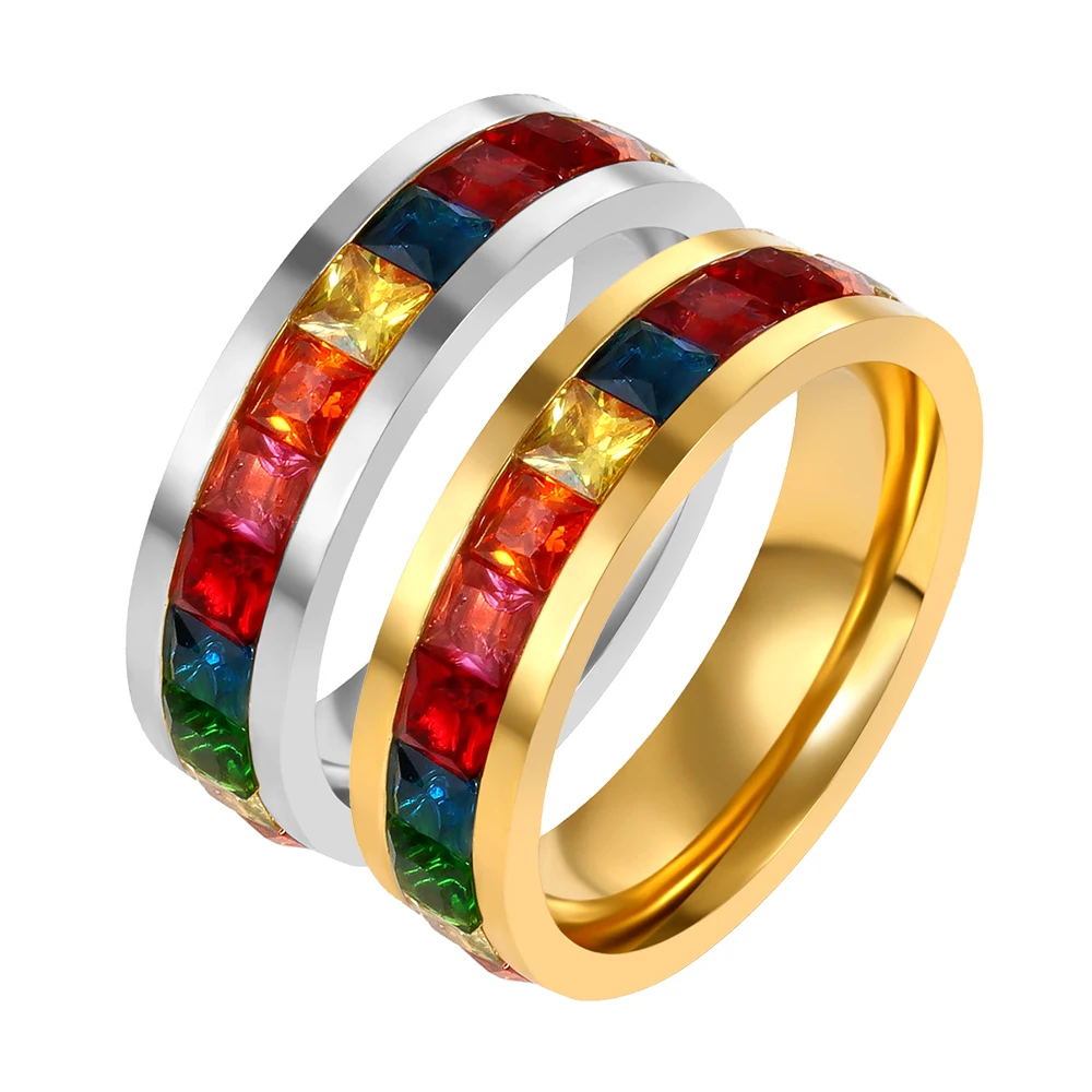 Новое поступление, очаровательные кольца с кристаллами для женщин и девушек, кольца для свадебной вечеринки, Модные Цветные милые кольца из нержавеющей стали