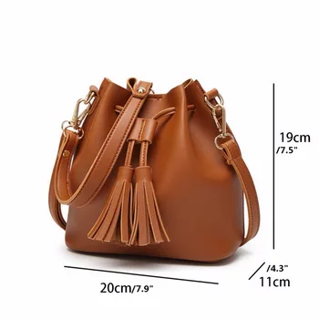 

Louis Vintage Fashion Small Women Leather Bucket Bag Handbag Tassel Drawstring Shoulder Bag Messenger Crossbody Purses bags