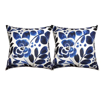 

Double-Sided Soft and Cozy Throw Pillow Covers Set of 2 Pillowcases 18X18InDecorative Blue Floral Pattern
