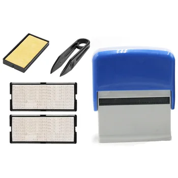 

Self Inking Stamp Set Custom Personalised DIY Business Name Number Address Printing Rubber Stamp with Tweezers Kit Blue