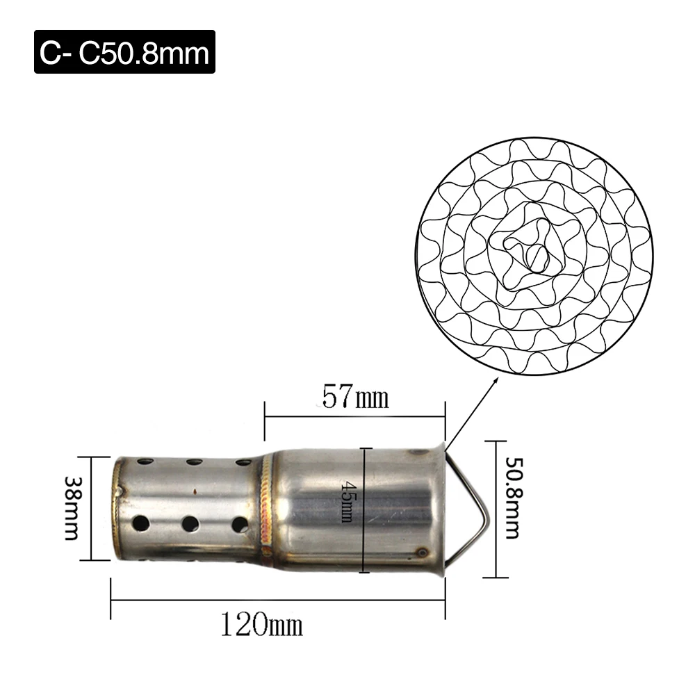 ZS заездов 51 мм 60 мм на входе мотоцикла глушитель Регулируемый дБ убийца глушители для автомобиля шумоподавитель передний катализатор - Цвет: C-C50.8