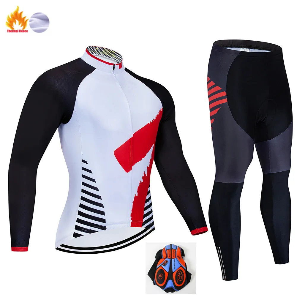 Ropa de Ciclismo de Invierno Ropa de manga larga de montar conjunto de Polar termico Ropa de Ciclismo Invierno mantener el calor - Цвет: Fleece set