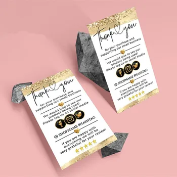 

Personalize Gold Insert Card ,Small Business card, Custom Text Social Media Card,Business Name Card