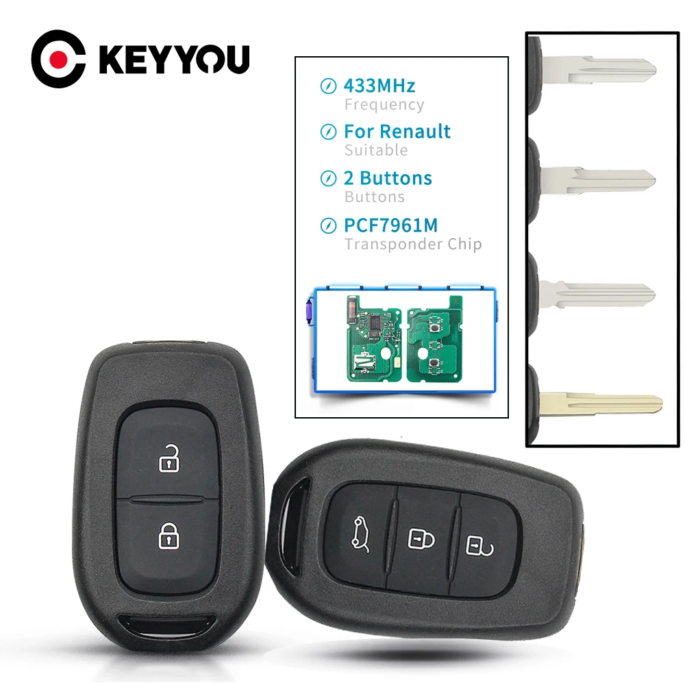 Автомобильный ключ KEYYOU дистанционный 433 МГц PCF7961M 4A чип 2/3 кнопки для Renault Sandero Dacia