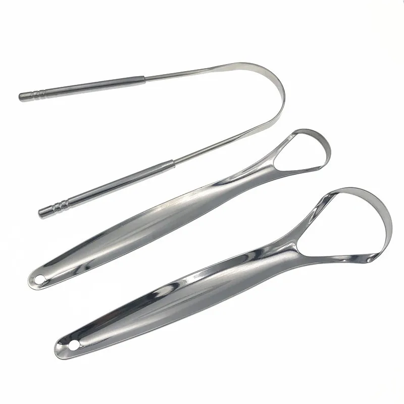 

3pcs Stainless Steel Tongue Cleaner Scraper Dental Care Brush Oral Hygiene Care Tools Mouth Fresh Breath Cleaning Coated