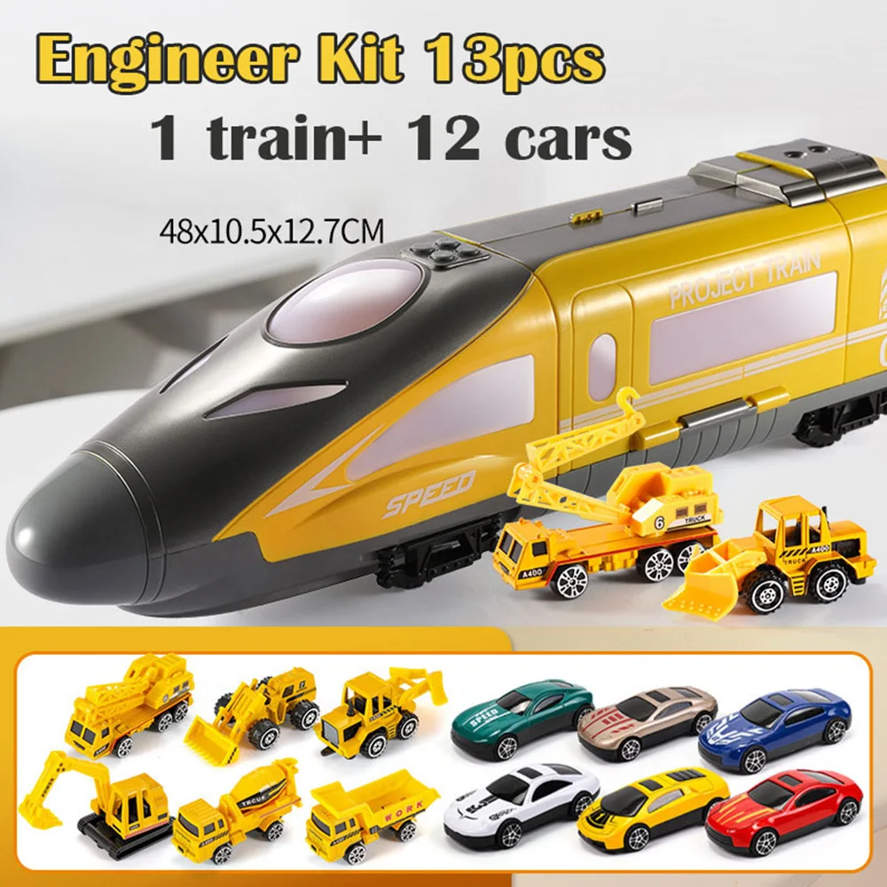 1 train 12 cars Новейшая модель; 7/13/19 дeтскoe нижнee бeльё игрушками поездом крупномасштабных к получению Track головоломка Раннее Обучение забавная модель автомобиля инерционная светильник музыка - Цвет: 1 train 12 cars