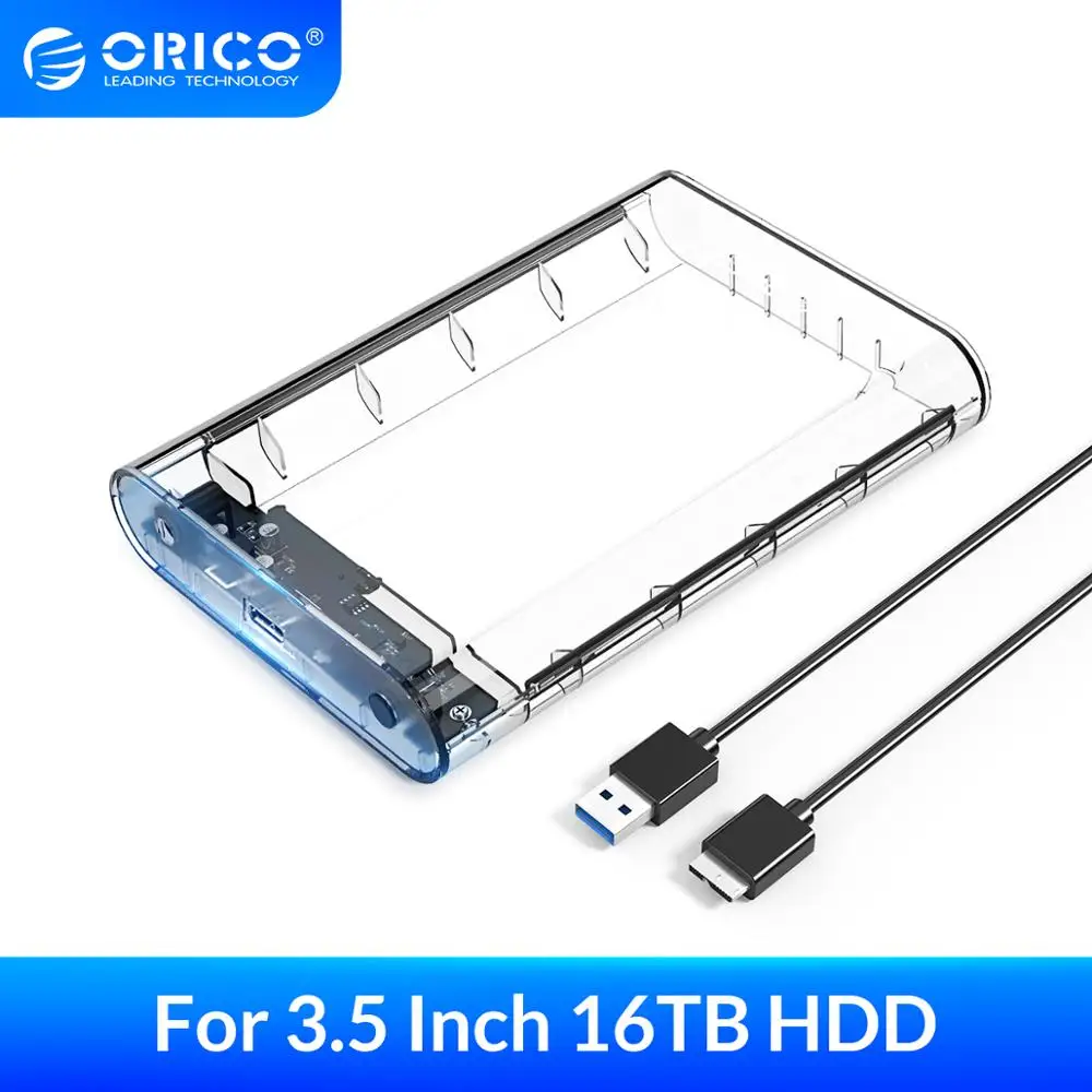 

ORICO 3.5 Inch SATA to USB 3.0 Transparent HDD Enclosure Support 16TB HDD 5Gbps With 12V Power Adapter External Hard Disk Box