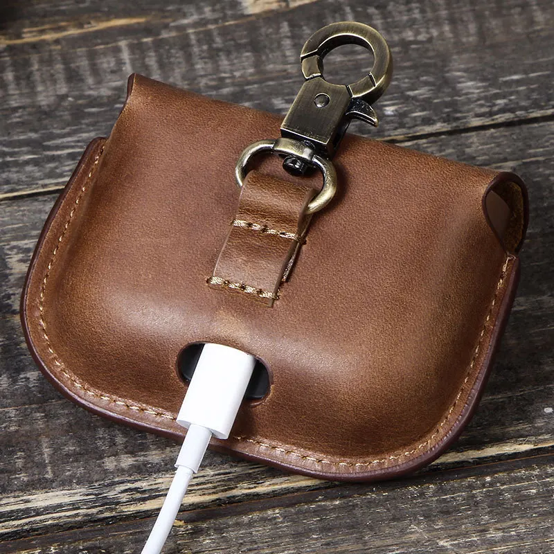 Retro Crazy Horse Leather Protective Headphone Case for Sony Wf 1000xm3 High Quality Genuine Leather Case for Sony Wf 1000xm3