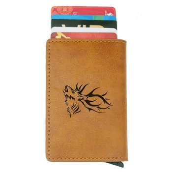 

Antique Brown Elaphurus davidianus Rfid Wallet Classic Men Women Leather Elk Card Purse Gifts