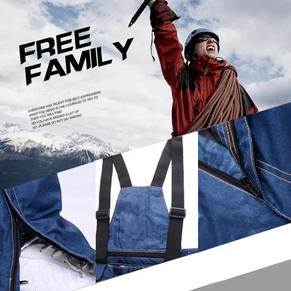 Мужские лыжные зимние штаны, джинсовые толстые теплые водонепроницаемые уличные джинсы для сноуборда