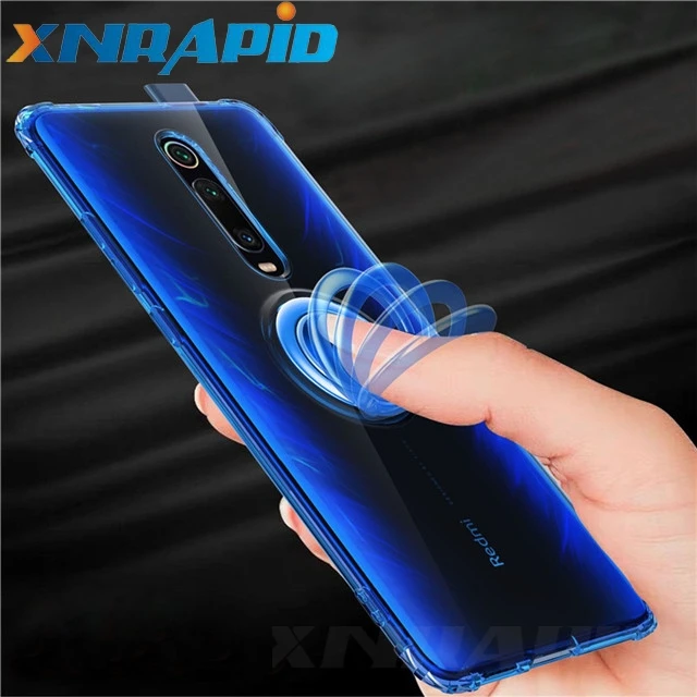 Для Xiaomi mi 9T Pro Red mi K20 Pro mi 9 SE mi 8 Lite 7A Note 7 Pro 7S Y3 чехол Прозрачный Мягкий ТПУ силиконовый чехол-держатель с кольцом - Цвет: Clear Blue