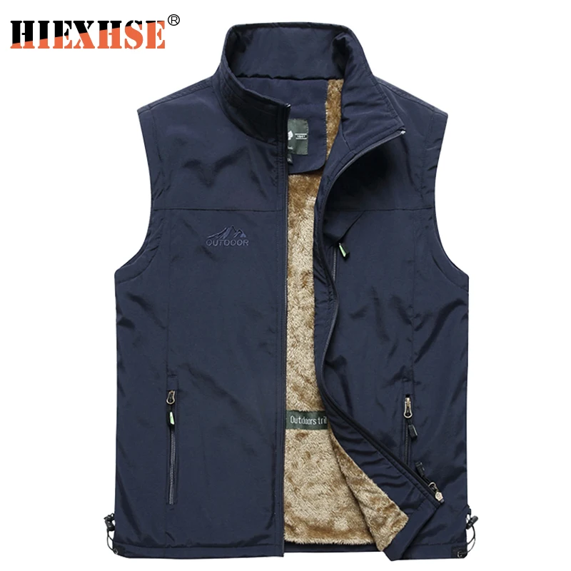 

Newest 2020 Autumn Winter Men Coat Warm Sleeveless Jacket Casual Men Vest Coat Fleece Army Green Waistcoat Big Size 4XL