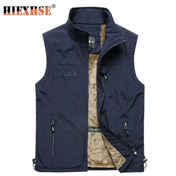 

Newest 2020 Autumn Winter Men Coat Warm Sleeveless Jacket Casual Men Vest Coat Fleece Army Green Waistcoat Big Size 4XL