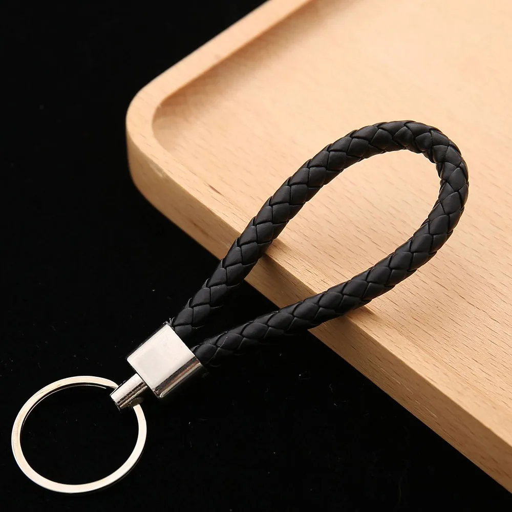 Car Keychain Key Chain Ring Rope Strap Weave Keyring PU Leather Keychains Holder 