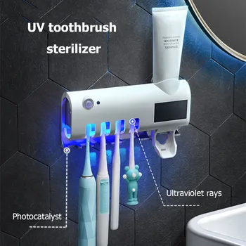 

2 in 1 UV Light Antibacterial Ultraviolet Toothbrush Automatic Toothpaste Dispenser Sterilizer Toothbrush Holder Cleaner