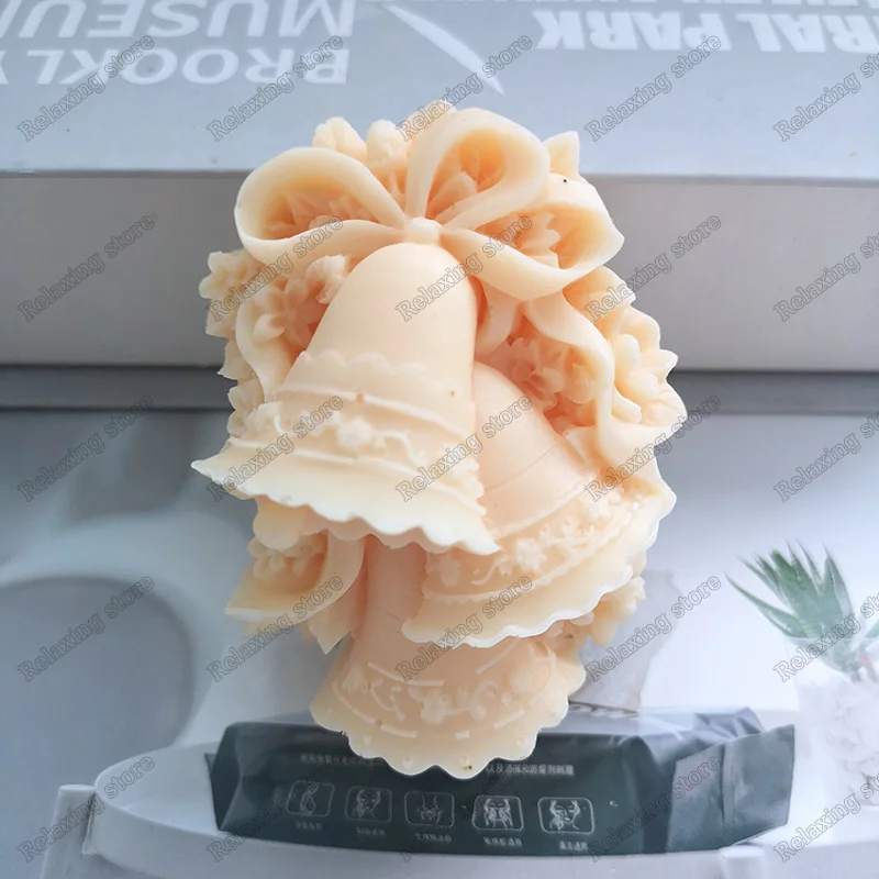 3D Рождественский колокольчик силиконовая зернистая форма для свечей из