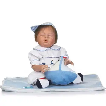 

Adorable 50CM Bebe Reborn Boy Doll Handmade Full Silicone Reborn Baby Doll Bonecas In Plush Clothes Fashion Toys For Girls