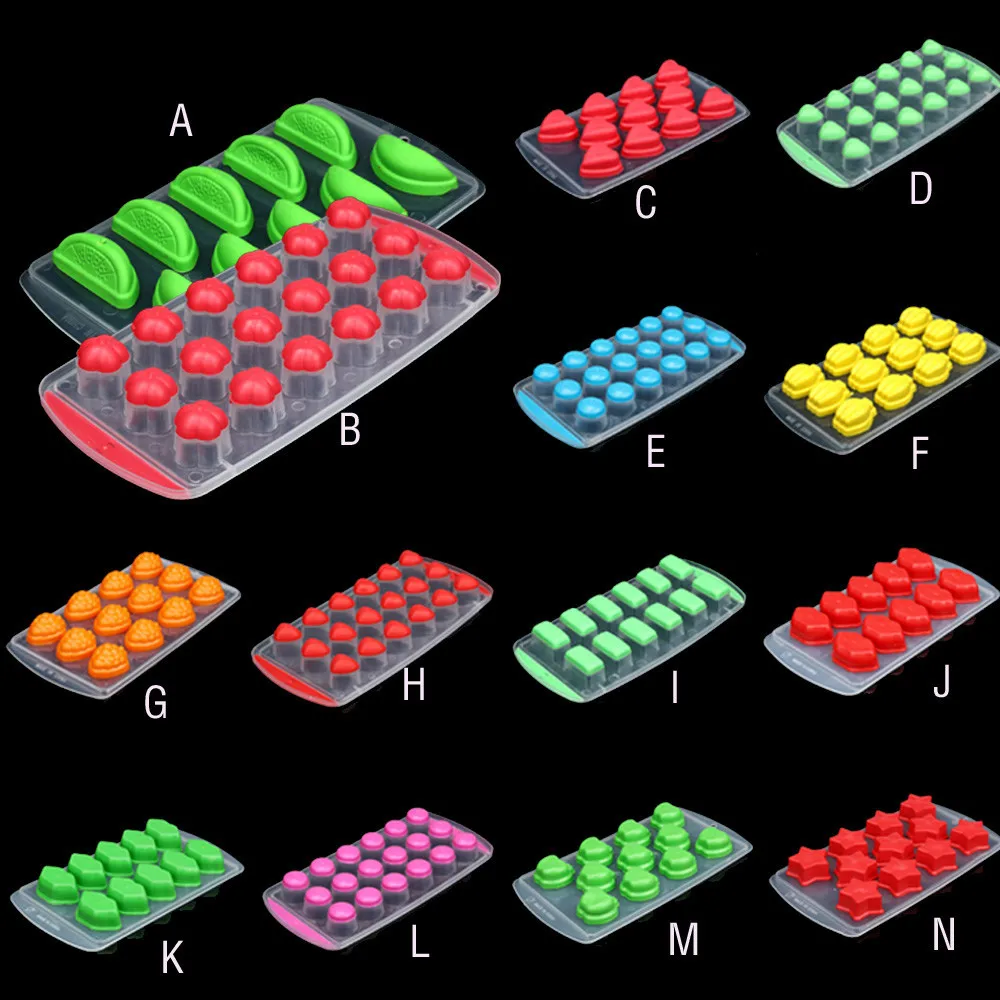Fruit shape silicone ice cube jelly DIY mold tray pudding kitchen ice mold party wholesale purchasing#3A14