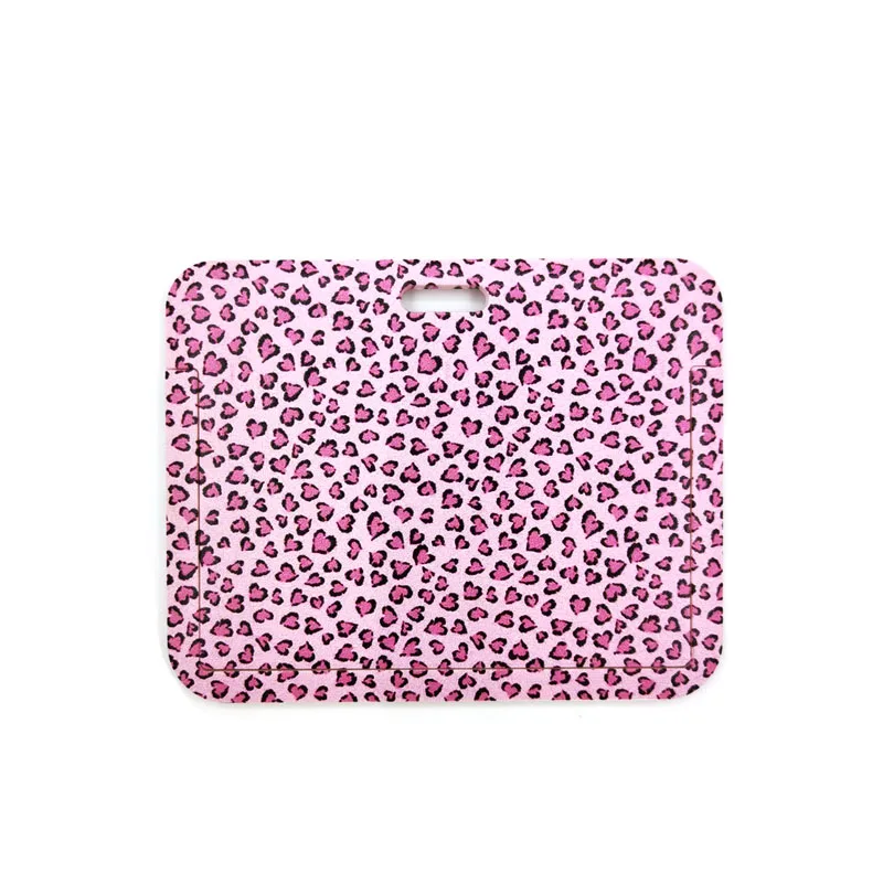 Pink Leopard Print Lanyard Credit Card ID Holder Bag Student Women Travel Card Cover Badge Car Keychain Decorations