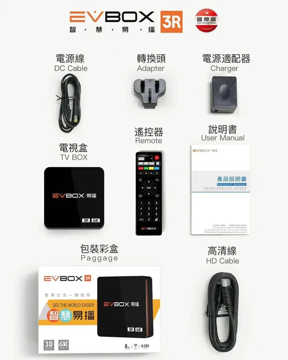 EVBOX 3R 2G 16G EVBOX Plus 4G 3 2G Android tv box из EVPAD Android 7,0 Поддержка BT WI-FI IPTV Set-top box