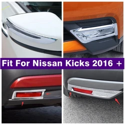 Porte Rétroviseur Bande Avant Feux brouillard Arrière Lumières Couvrent Coupe Ajustée Pour Nissan Kicks 2016   2020 Chrome Accessoires Extérieur 