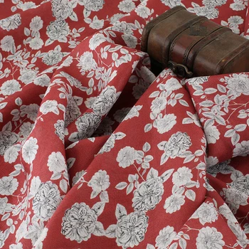 

Quality flax material digital printing fabric Spring and summer Gown Dress Pants patchwork