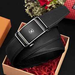 Genuine Leather Belt For Men Auto Buckle Black Cowhide Jean Wasit Strap Luxury Brand Male Classic Belt
