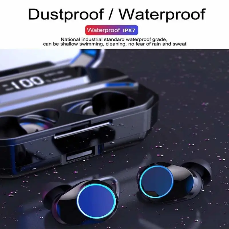 Jinreach G02 TWS 5,0 стерео 9D Bluetooth наушники IPX7 водонепроницаемый беспроводной светодиодный Спорт бас стерео наушники зарядка коробка для шпилек чехол