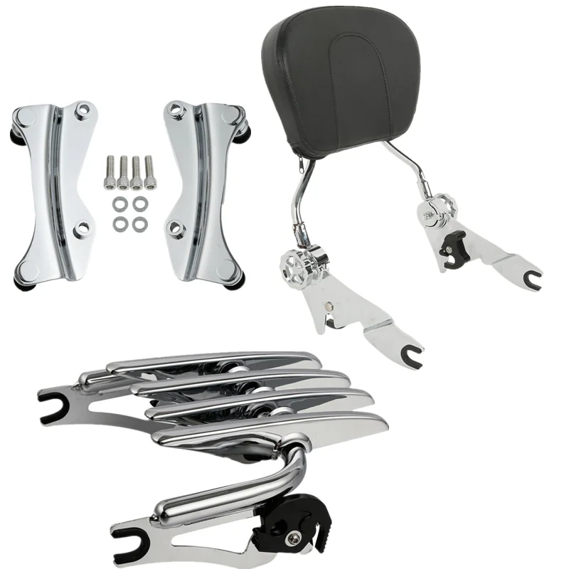 Мотоцикл Сисси Бар багажная стойка+ док-оборудование комплект для Harley Touring FLHR FLHRC FLHT 14-18 19 14 - Название цвета: B4