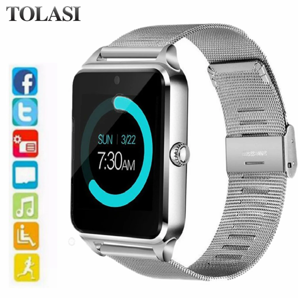 

Hot Z60 Smart Watch metal multi-idioma Bluetooth Wrist Smartwatch Support SIM/TF Card Wristwatch For ios Android Phone