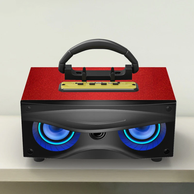 Портативный Bluetooth беспроводной динамик Hi-Fi суб-НЧ-динамик Красочный светодиодный Мощный деревянный стильный дизайн Hawkeye динамик s держатель для телефона