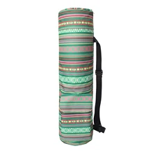 Yoga Mat Bag Ethnic Style Exercise Yoga Mat Carrier Full-Zip Yoga Mat Bag With Pocket Adjustable Strap Yoga Mat Storage Bag