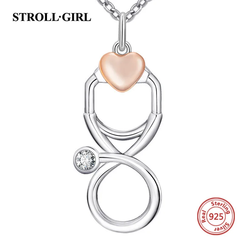 Подвеска-стетоскоп Strollgirl из серебра 100% пробы подвеска с любовным сердцем цвета