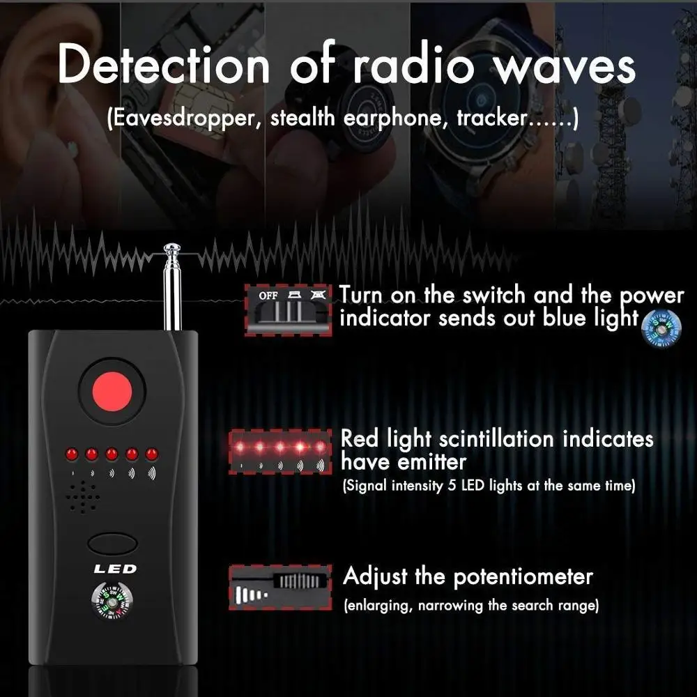 WIFI Signal GSM Device Finder Monitor with LED Light Antispy Multifunctional Camera Scan Professional Wifi Finder 1 WIFI Signal GSM Device Finder Monitor with LED Light Antispy Multifunctional Camera Scan Professional Wifi Finder 4