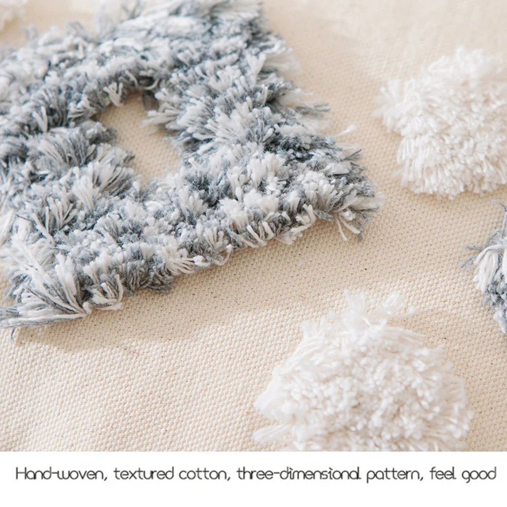 Серый чехол для подушки наволочка ворсовая индийская ручная работа кисточка