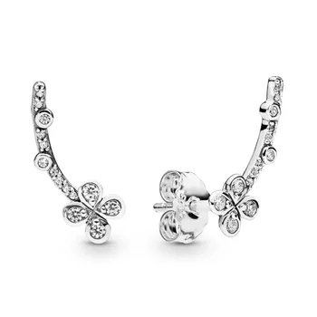 

Baofu New 925 Sterling Silver Ear Studs Pendant Four Petal Flowers European Aboriginal Earrings Ladies Gift High Jewelry