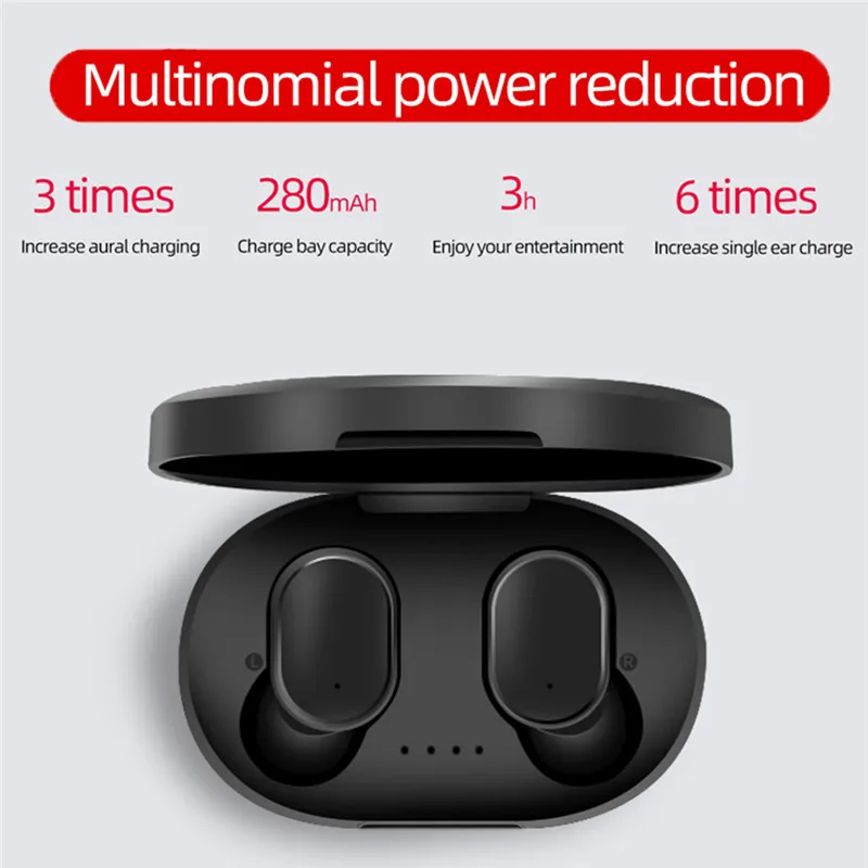 

A6S TWS Wireless Earphones Twins V5.0 Bluetooth Earphone Sports Stereo Headset with Mic Auto Charging Box For Xiaomi For Huawei