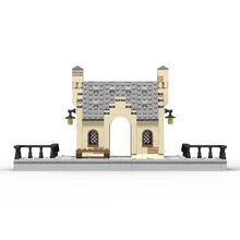 

MOC Europe Train Station Streetview Model Set House Building Blocks Parking Stop Kit Bricks DIY Toy Assembly Architecture Series
