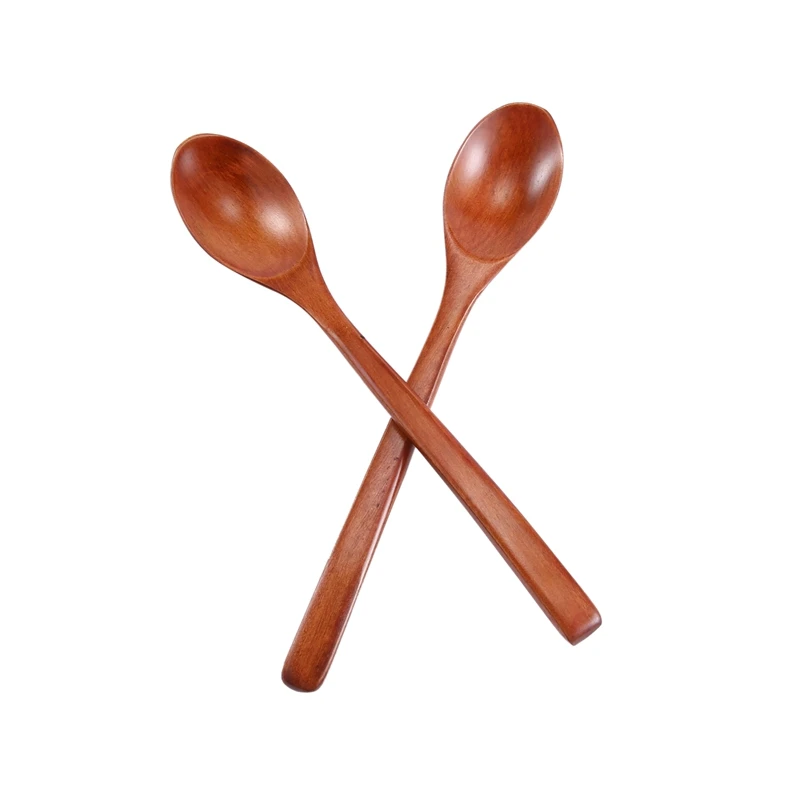 2PC Wooden Spoon Wood Mixing Spoon For Eating Stirring Long Handle wooden  spoons