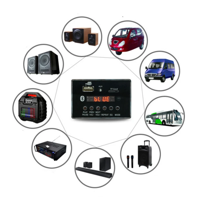 12V Bluetooth-compatible 5.0 Decoding Board Module Wireless Bluetooth Car USB mp3 Player TF Card Slot / FM / Remote