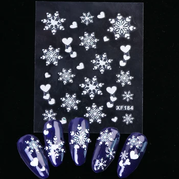 

1Pcs 3D Snowflake Heart Nail Stickers Transfer Sliders White Self-Adhesive Decal Design Temporary Tattoos Manicure Decor JIXF184