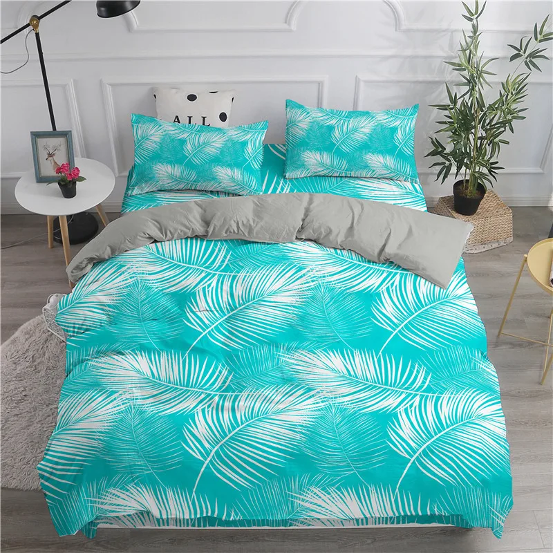 

ZEIMON Tropical Plants Print 3D Bedding Set Tree Leaves Duvet Cover Set Lifelike Bedclothes With Pillowcase Bed Set Home Decor