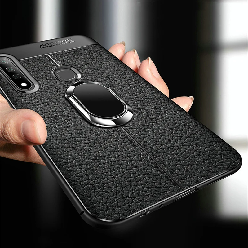 ДЛЯ VIVO Y19 U3 чехол кожаная текстура мягкий силиконовый для магнитное кольцо