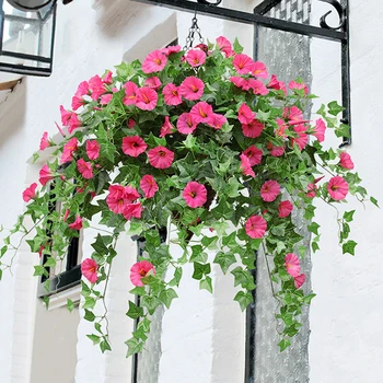 

Artificial Flowers Morning Glory Vine Fake Flower Hanging Wall Basket Wedding Home Decoration