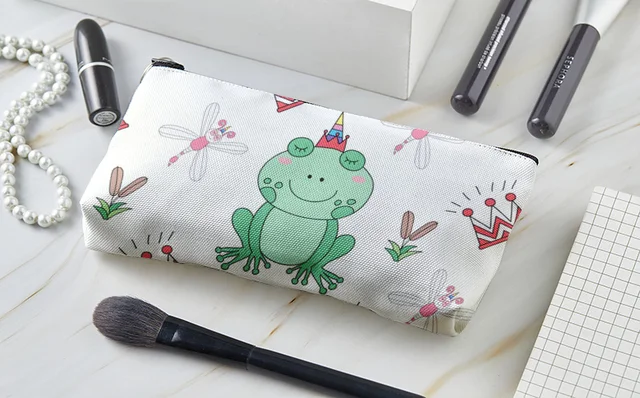 Trousse de maquillage en toile grenouille mignonne pour enfants, trousses à  cosmétiques, trousse à crayons pour enfants, garçons, filles, nouveau -  AliExpress